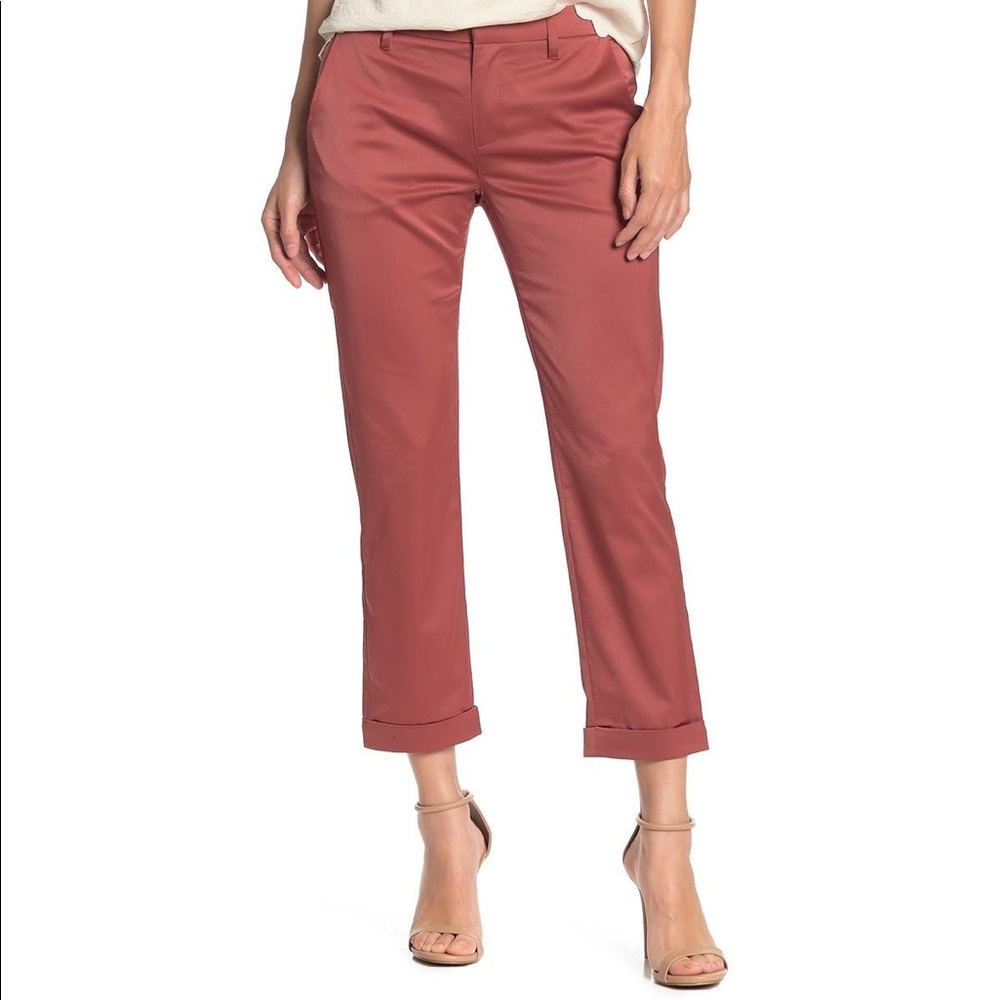 David Lerner Synthetic Solid Chino Pants Red